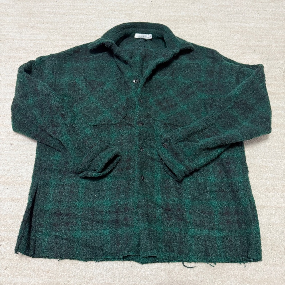 MNML Heavyweight Woven Flannel Green Navy Plaid Men's Small Lumberjack